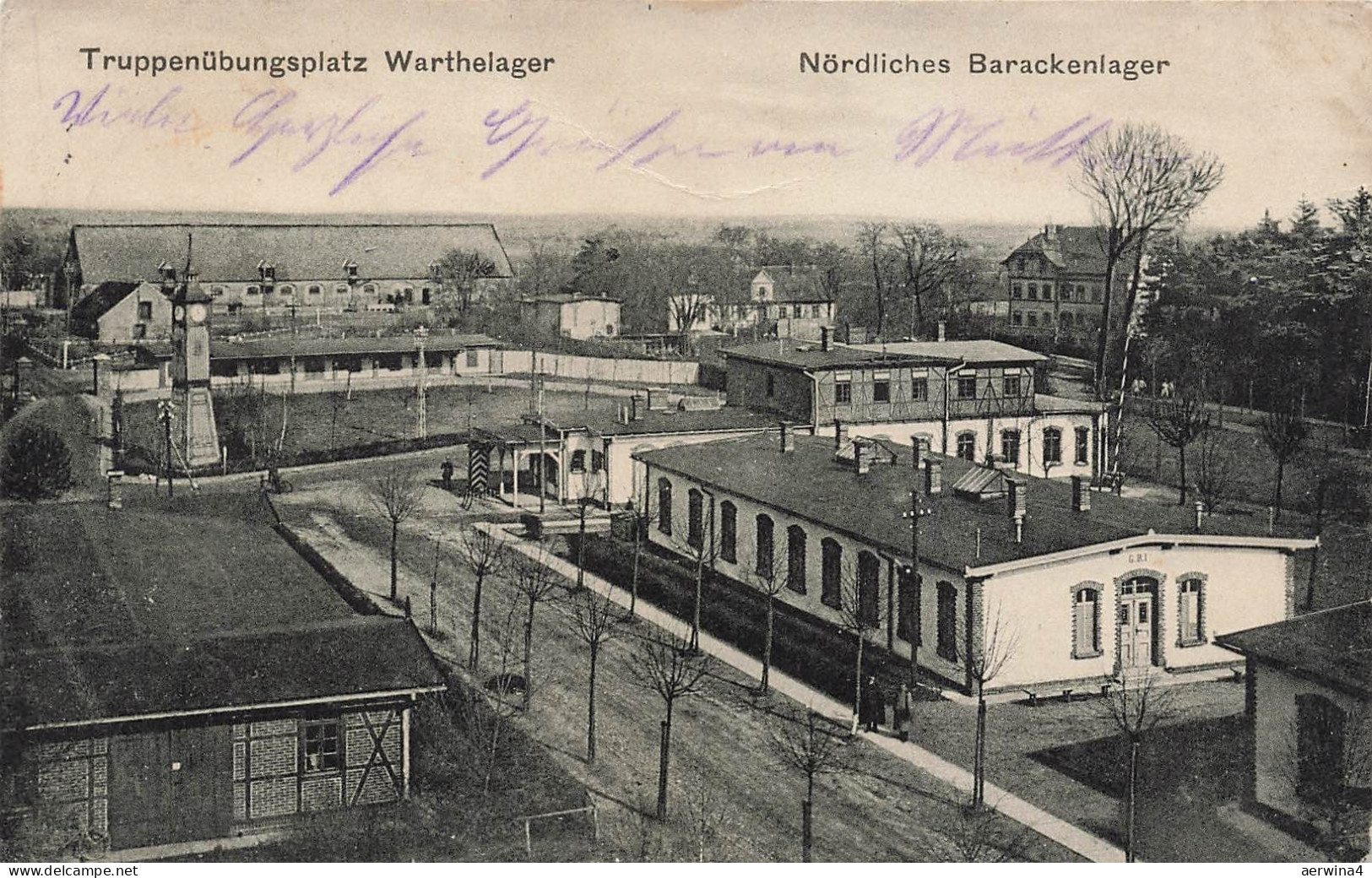 AK Posen Übungsplatz Warthelager Nördliches Barackenlager Posen 1915 gelaufen