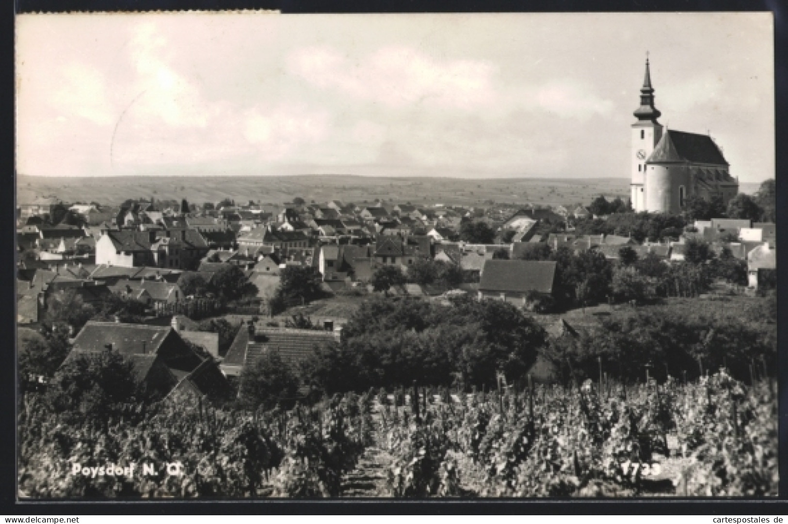 AK Poysdorf /N.Ö., Panorama mit Kirche