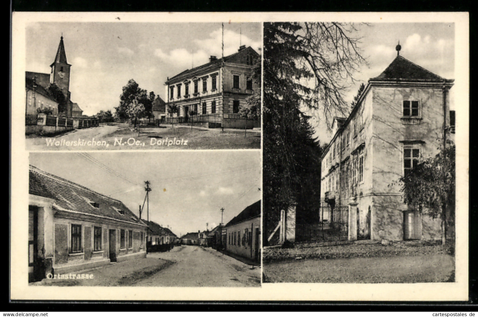 AK Poysdorf /N.-Oe., Walterskirchen, Dorfplatz, Ortsstrasse