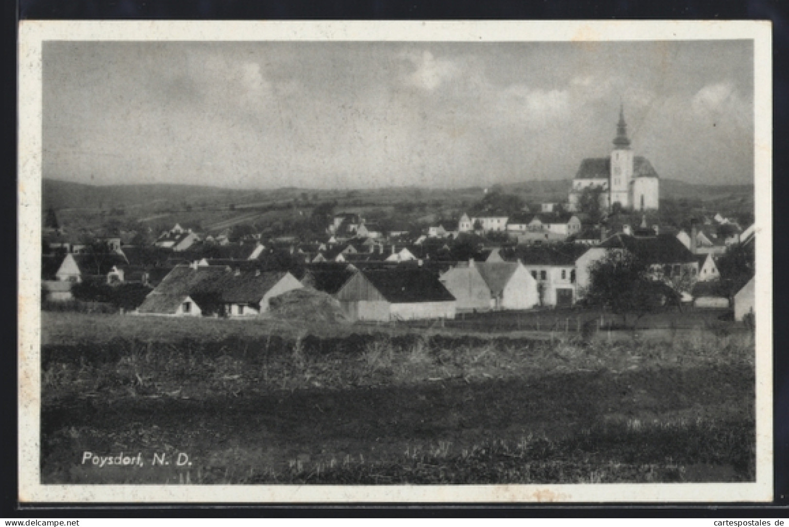 AK Poysdorf, Panoramaansicht mit Kirche