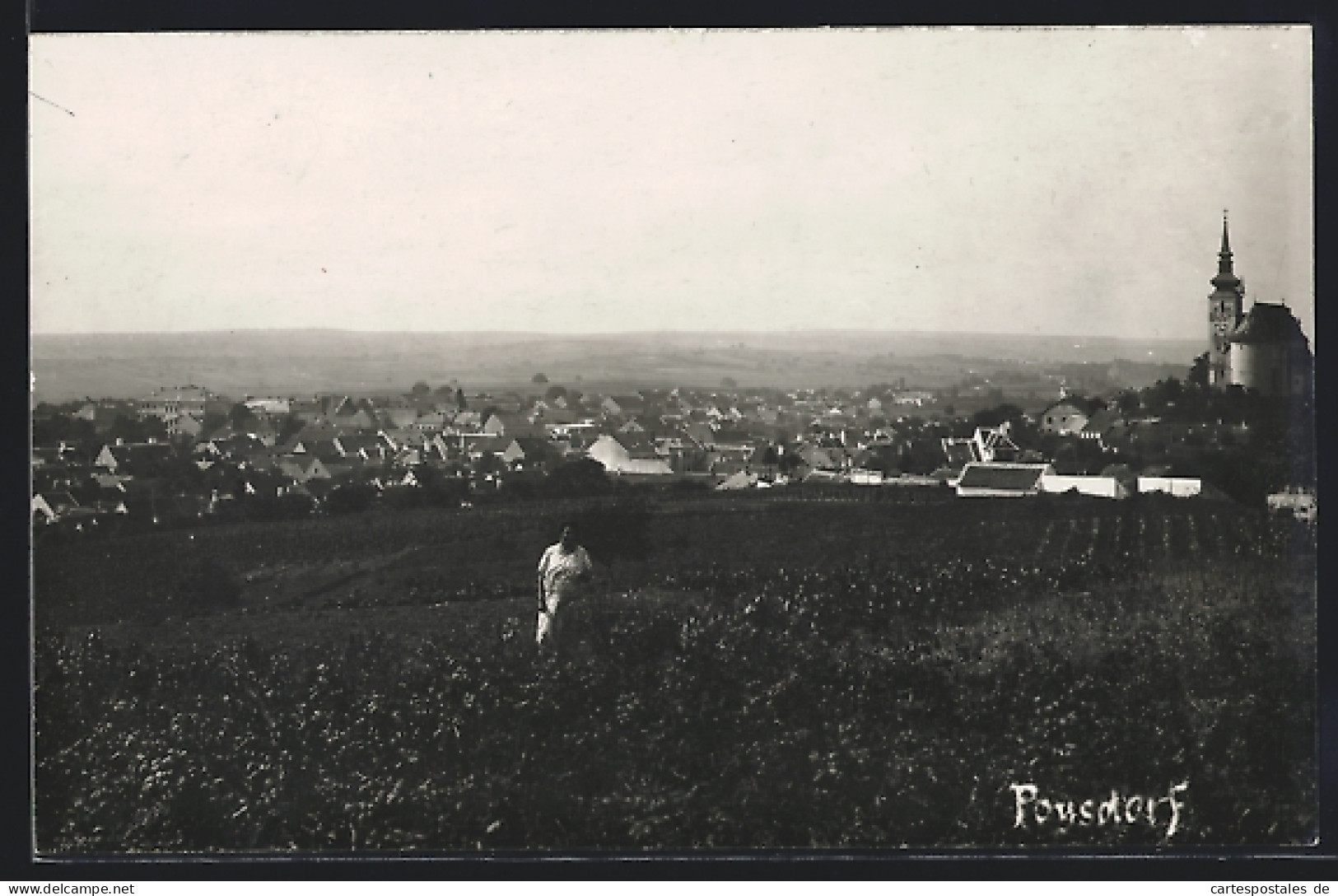 AK Poysdorf, Teilansicht mit Kirche