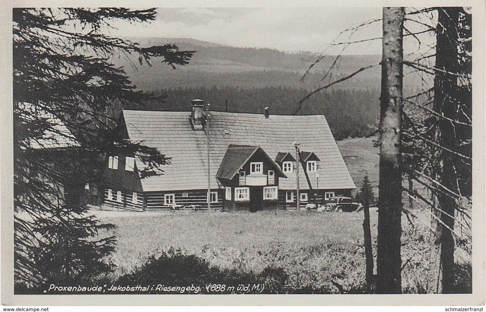 AK Proxenbaude Baude Gasthof Jakobsthal Jakuszyce Schreiberhau Riesengebirge NS Stempel Frauenwerk Frauenschaft Lübbecke