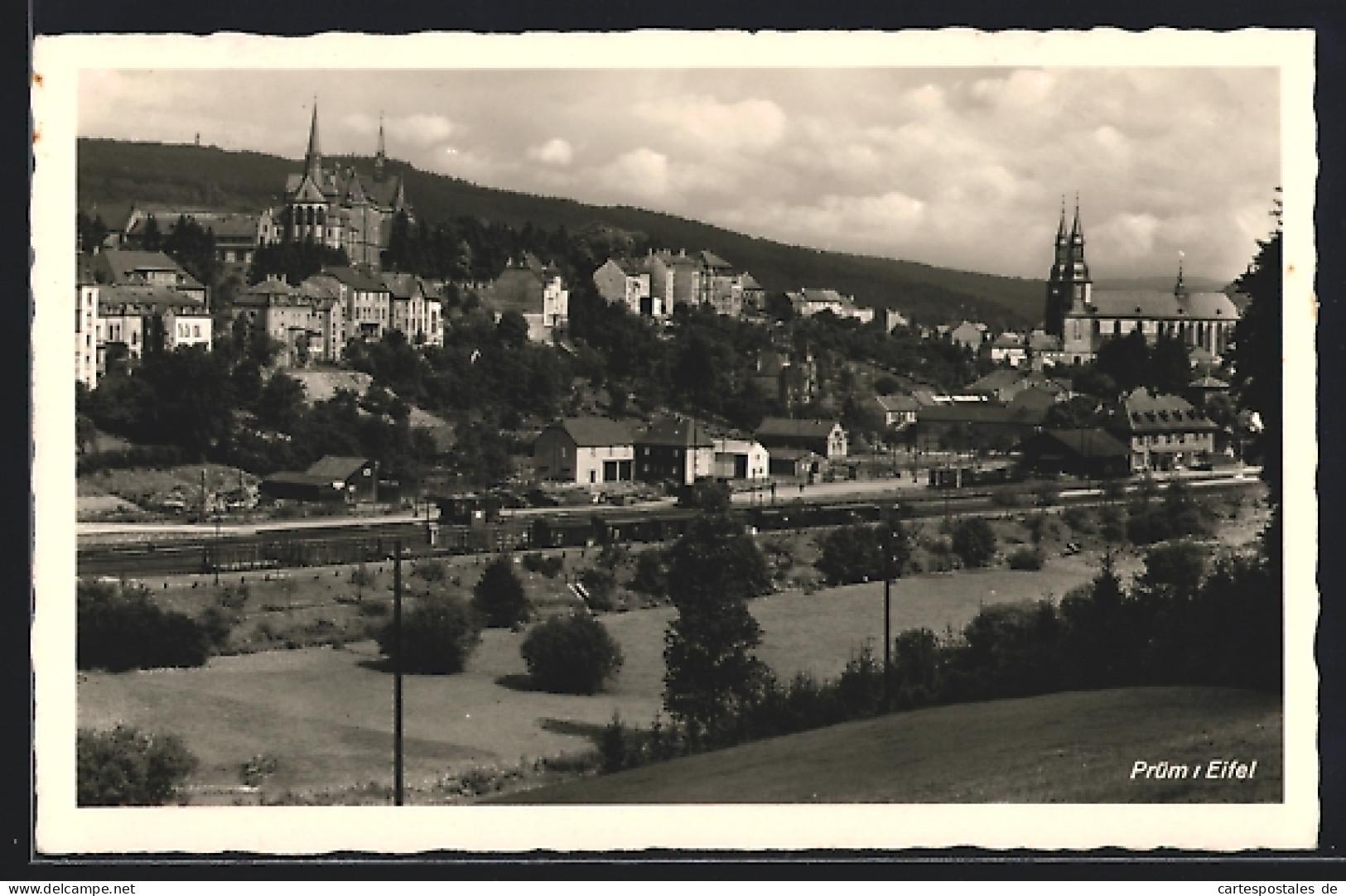 AK Prüm /Eifel, Teilansicht mit Kirche