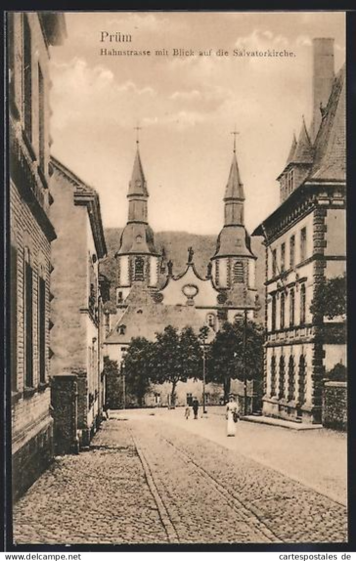 AK Prüm, Hahnstrasse, Blick auf die Salvatorkirche