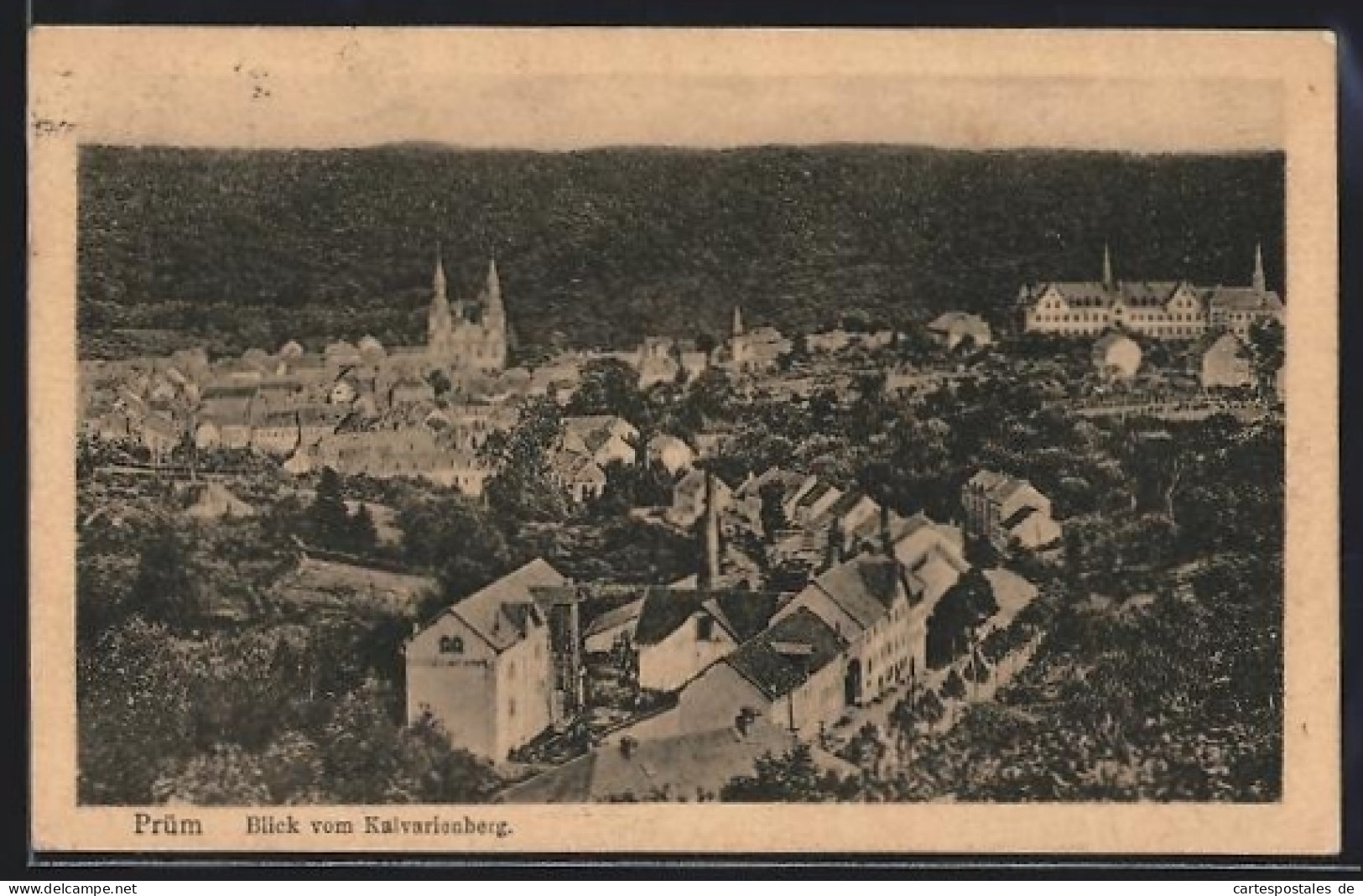 AK Prüm, Ortsansicht vom Kalvarienberg aus