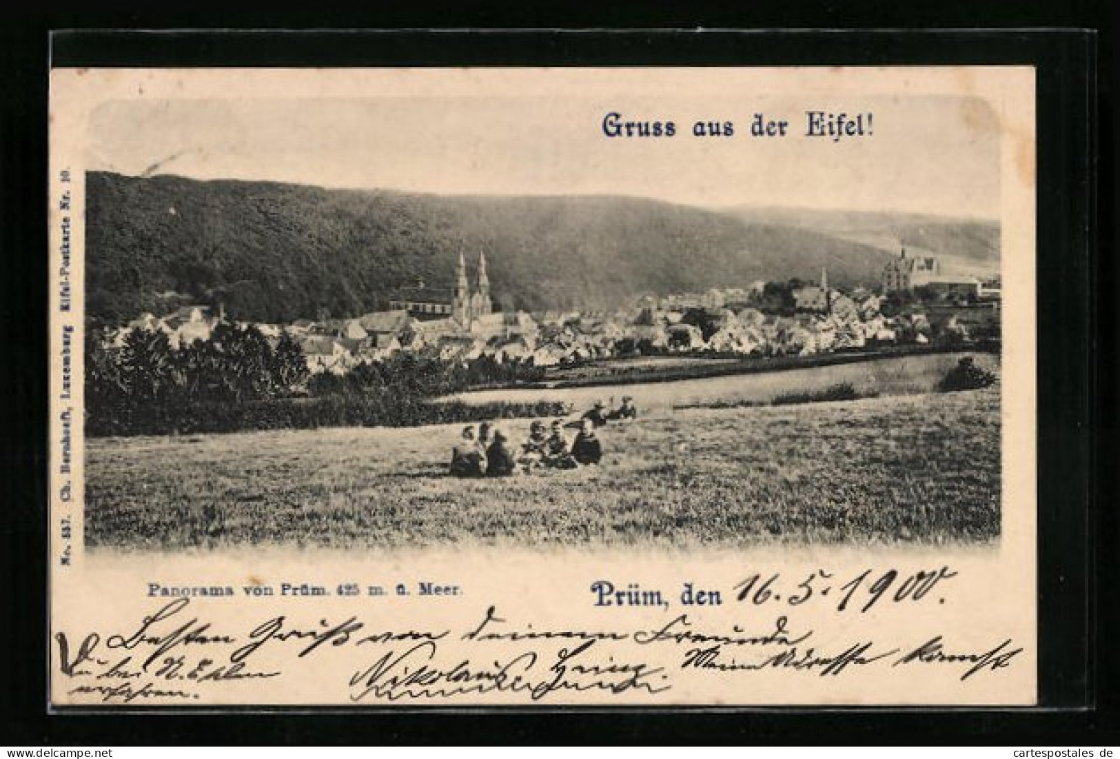 AK Prüm, Panorama von Prüm, Eifel