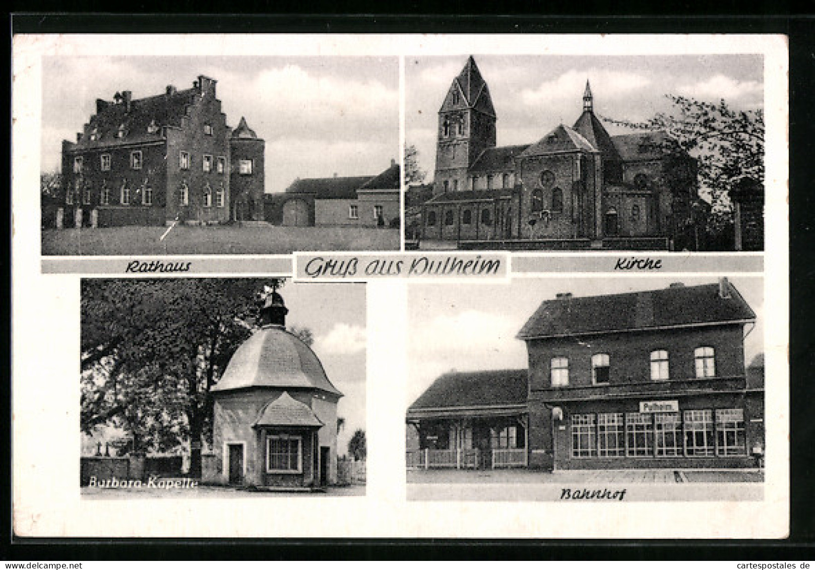 AK Pulheim, Rathaus, Kirche, Barbara-Kapelle, Bahnhof