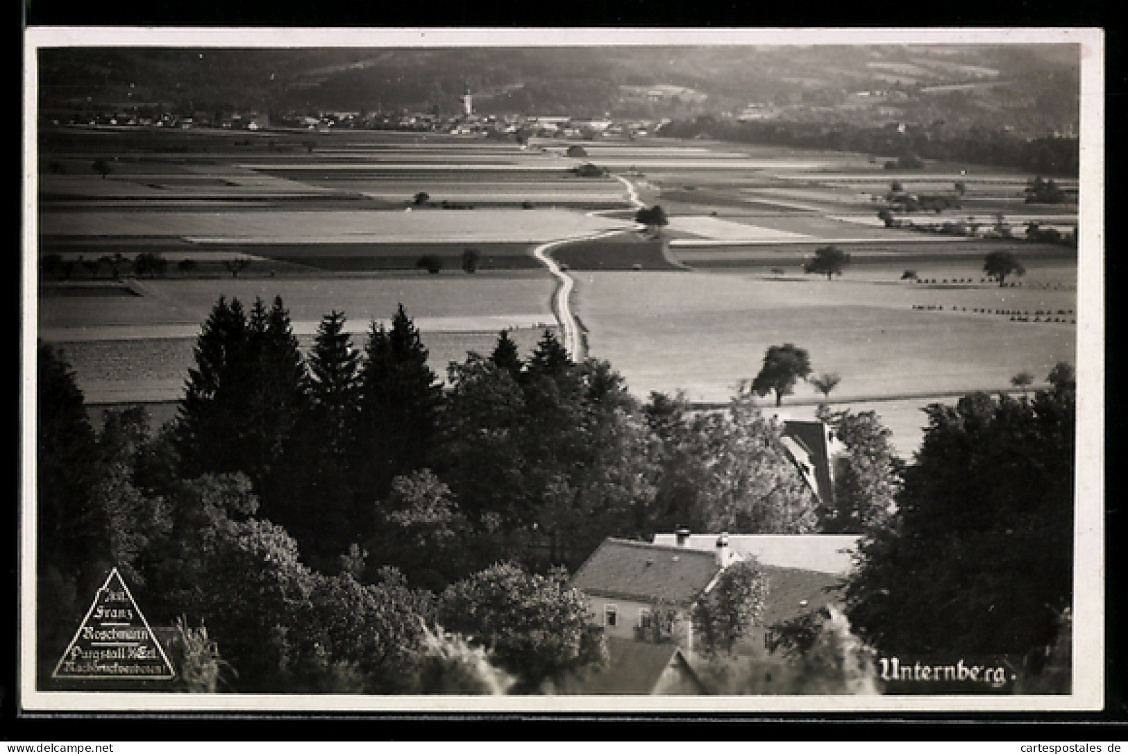 AK Purgstall an der Erlauf, Unternberg, Panorama mit Feldern und Kirche