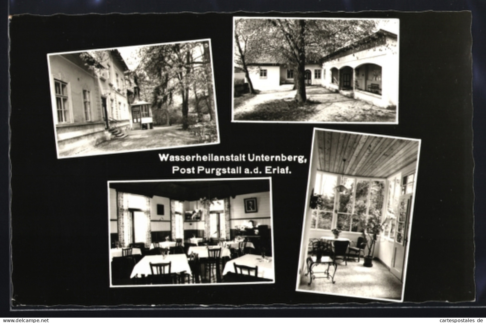 AK Purgstall an der Erlauf, Unternberg, Wasserheilanstalt, Innen- und Aussenansichten