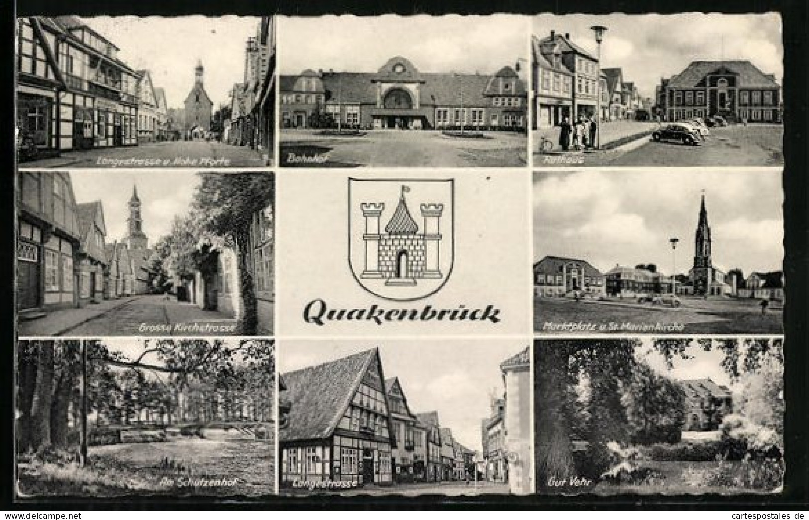 AK Quakenbrück, Bahnhof, Rathaus, Wappen