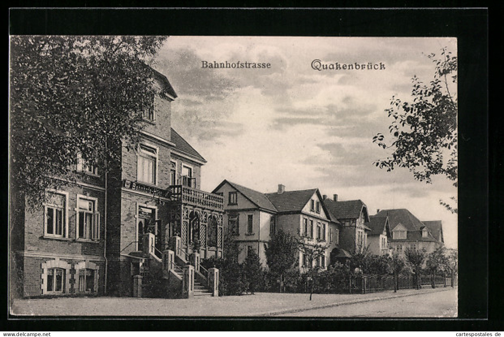 AK Quakenbrück, Bahnhofstrasse mit Bahnhofs-Hotel