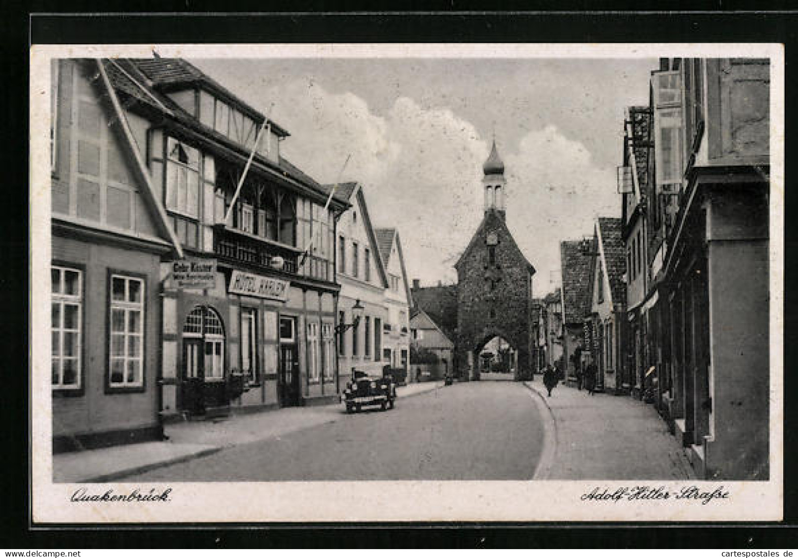 AK Quakenbrück, Strasse mit Hotel Karlem