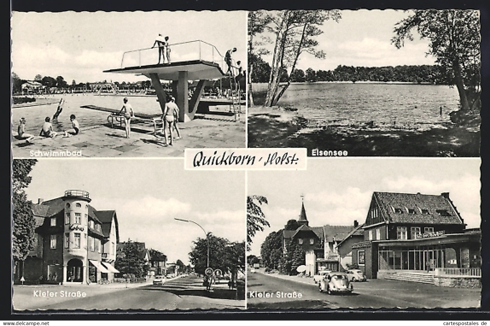 AK Quickborn /Holst., Schwimmbad, Elsensee, Kieler Strasse