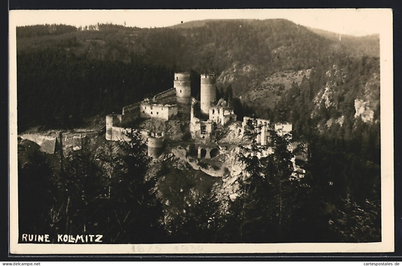 AK Raabs an der Thaya, Ruine Kollmitz aus der Vogelschau