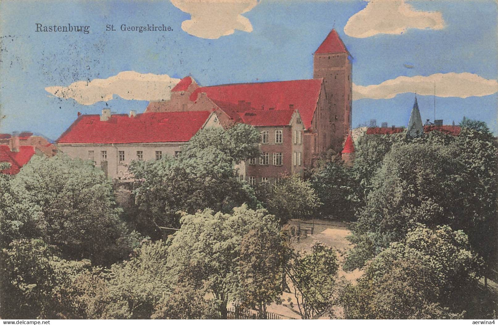 AK Rastenburg St. Georgskirche Ostpreussen 1912 gelaufen Postkarte