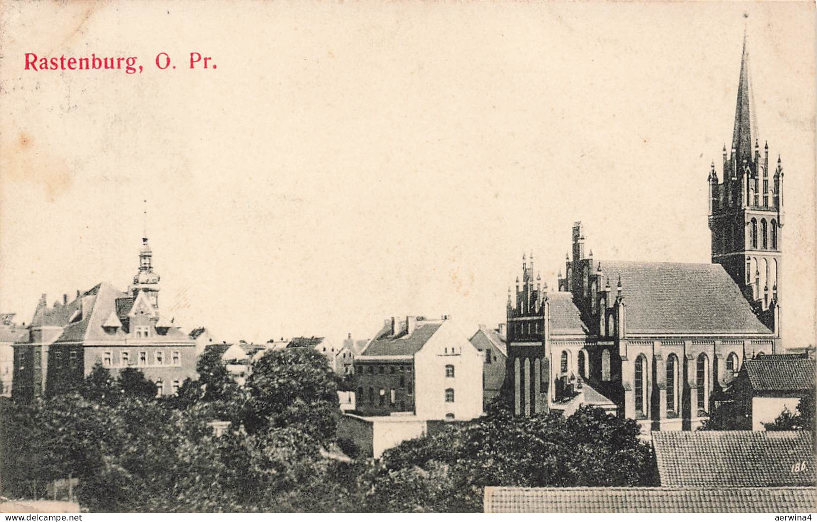 AK Rastenburg St. Katharinenkirche Ostpreussen gelaufen Postkarte