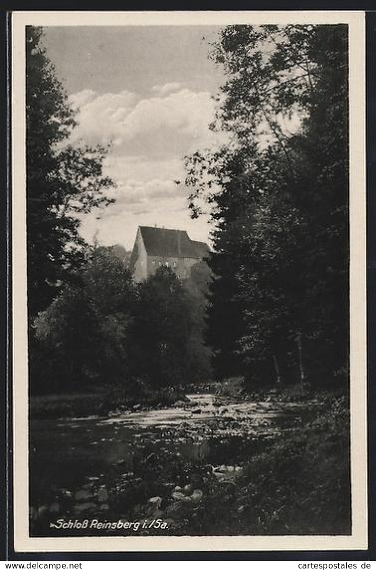 AK Reinsberg /Sa., Schloss Reinsberg, Flusspartie
