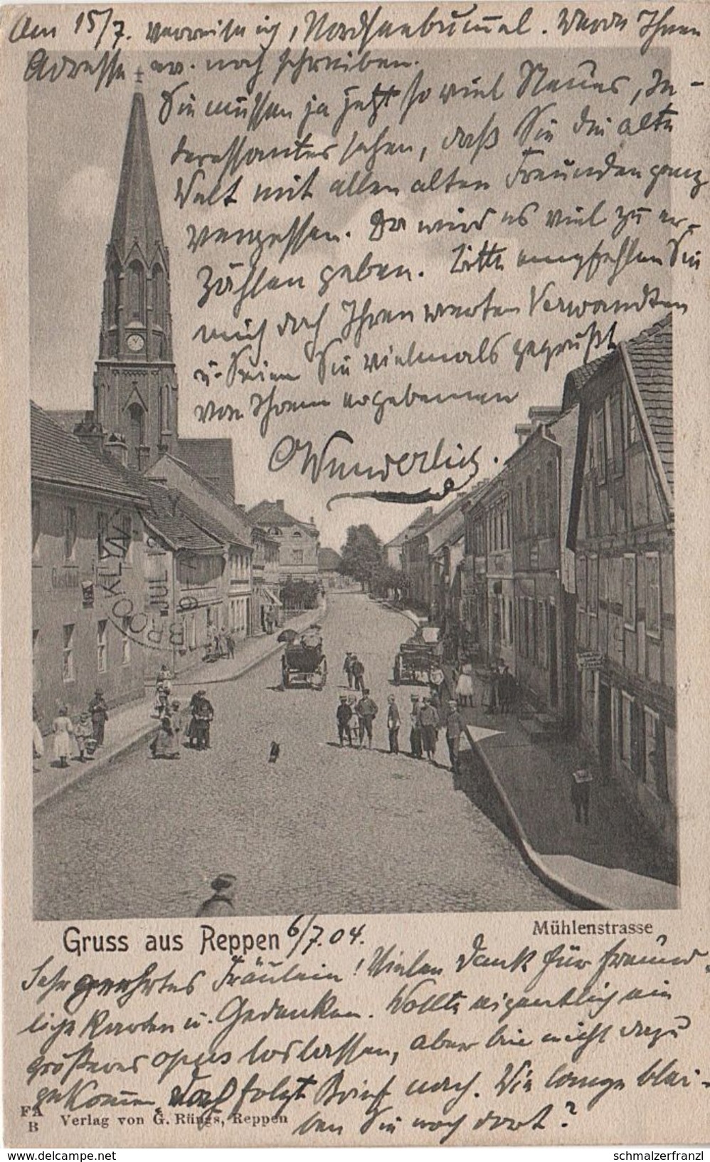 AK Reppen Rzepin Mühlenstraße Gasthof zum Löwen a Drenzig Kohlow Lübbichow Sternberg Torzym Drossen Frankfurt Oder Lebus