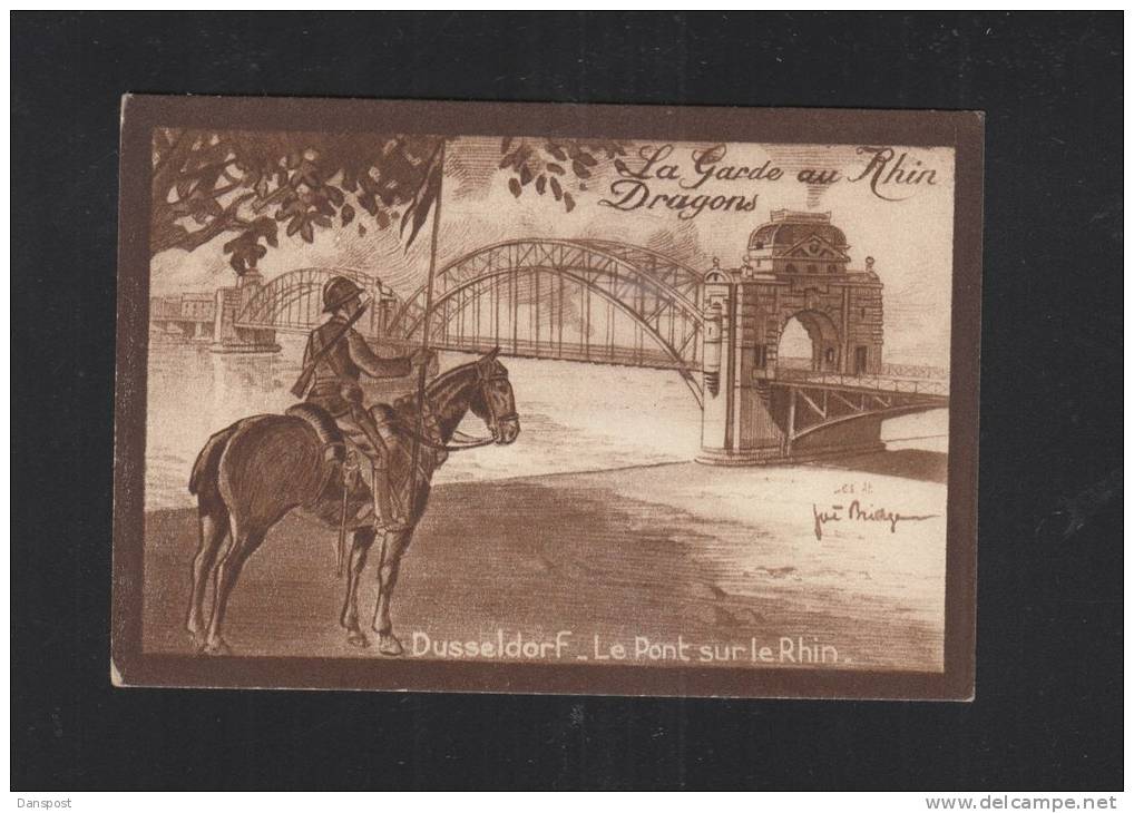 AK Rheinbesetzung Frankreich France La Garde au Rhin Dragons Düsseldorf