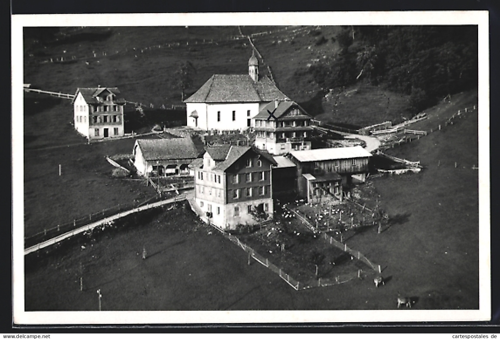 AK Riemenstalden, Gasthaus zum Kaiserstock aus der Vogelschau