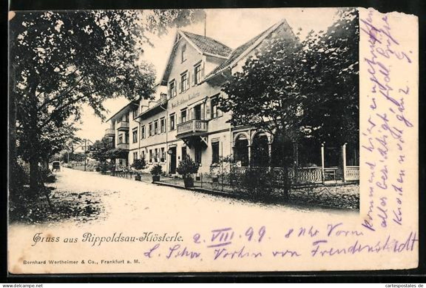 AK Rippoldsau-Klösterle, Strassenpartie mit Hotel zum Klösterle