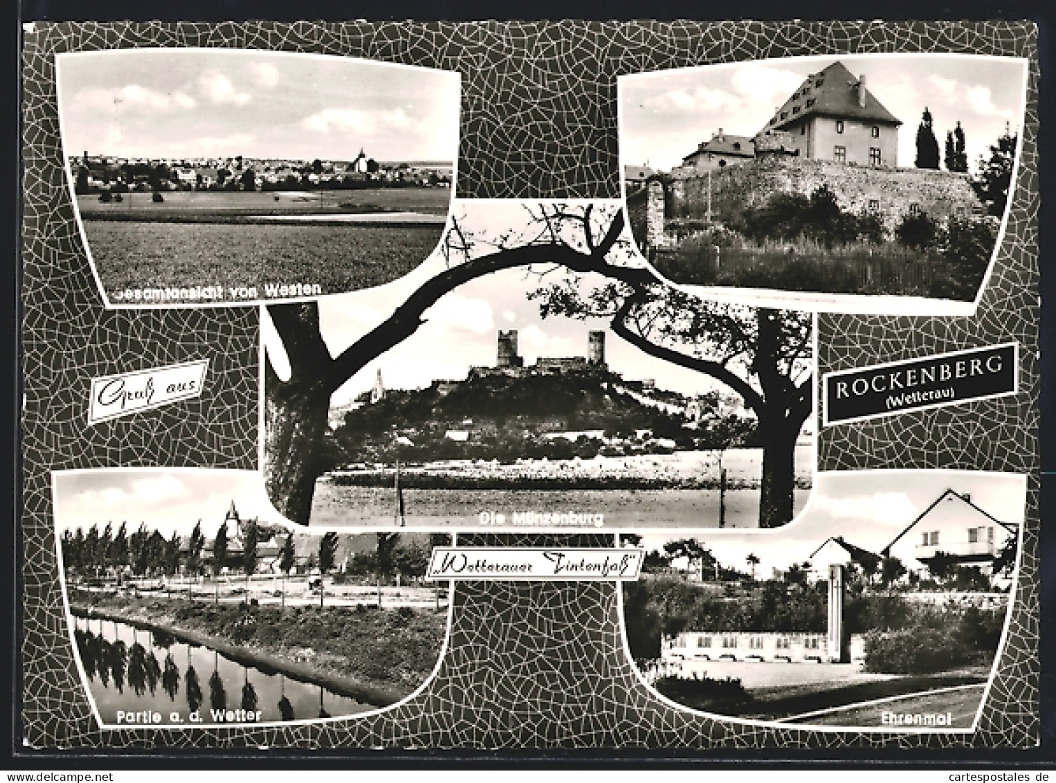 AK Rockenberg i. d. Wetterau, Münzenburg, Ehrenmal, an der Wetter