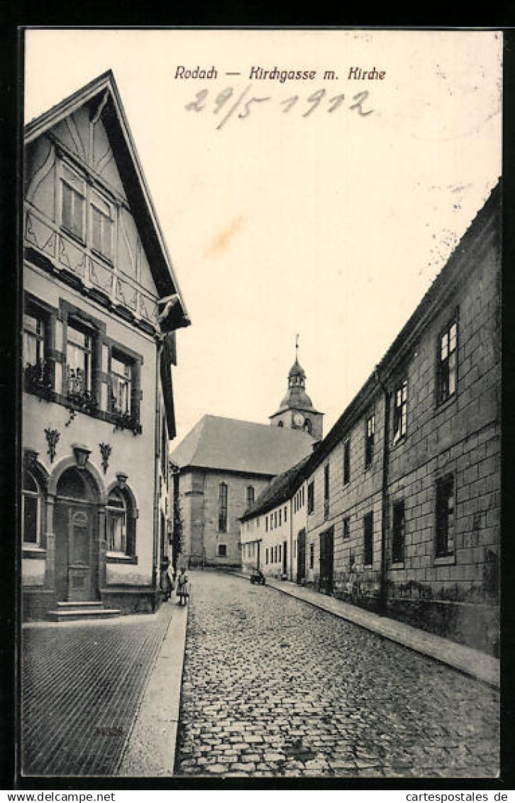 AK Rodach, Kirchgasse m. Kirche