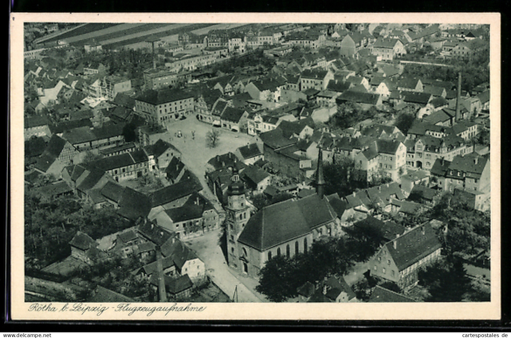 AK Rötha b. Leipzig, Teilansicht, Fliegeraufnahme