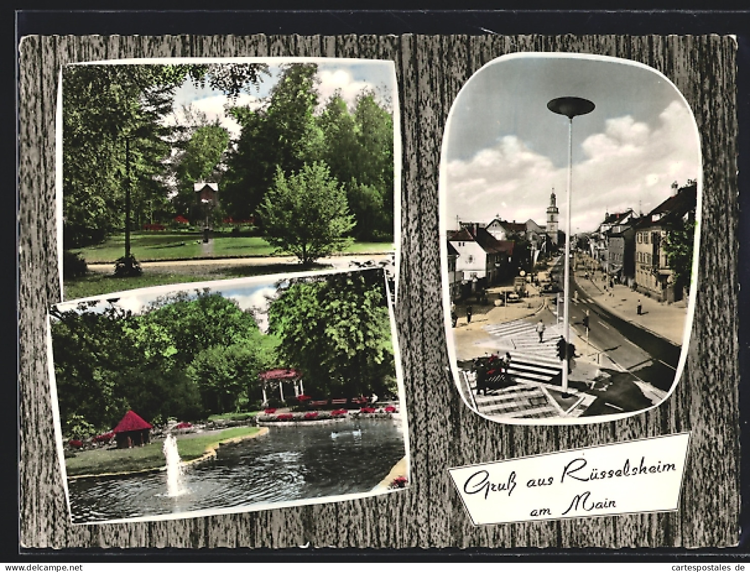 AK Rüsselsheim am Main, Stadtpark und Frankfurter Strasse