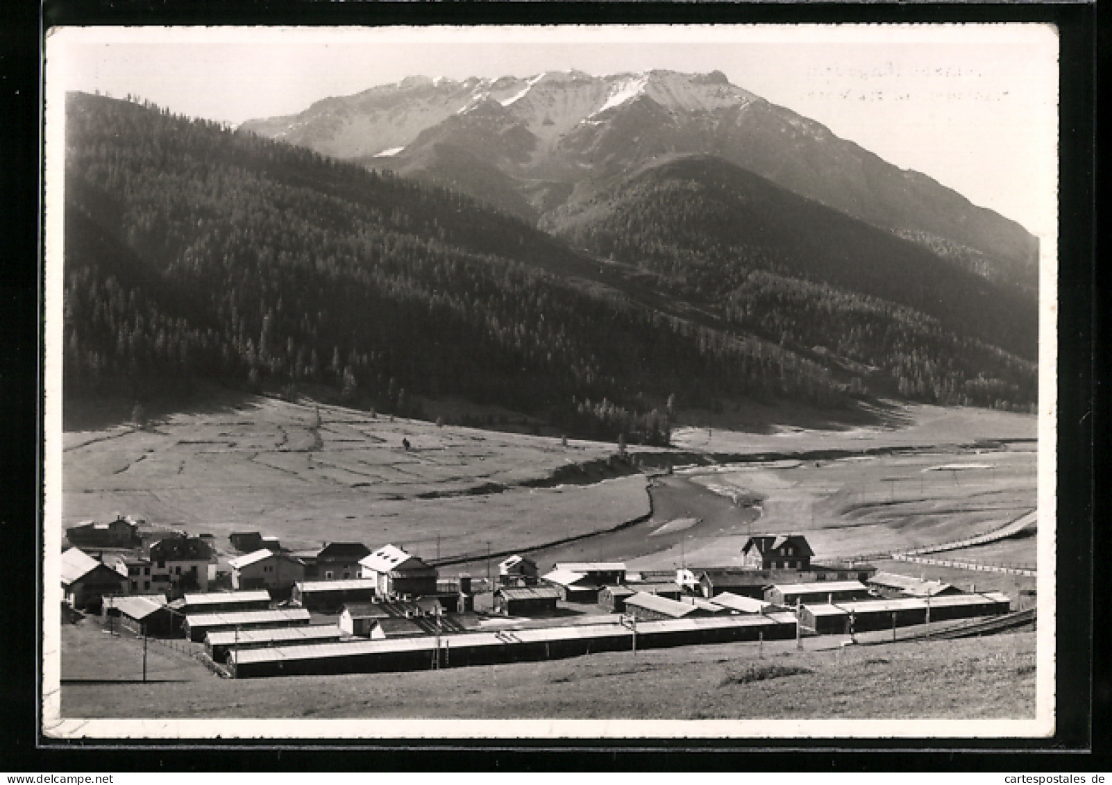 AK S-chanf /Engadin, Flablager mit Piz Mezaun