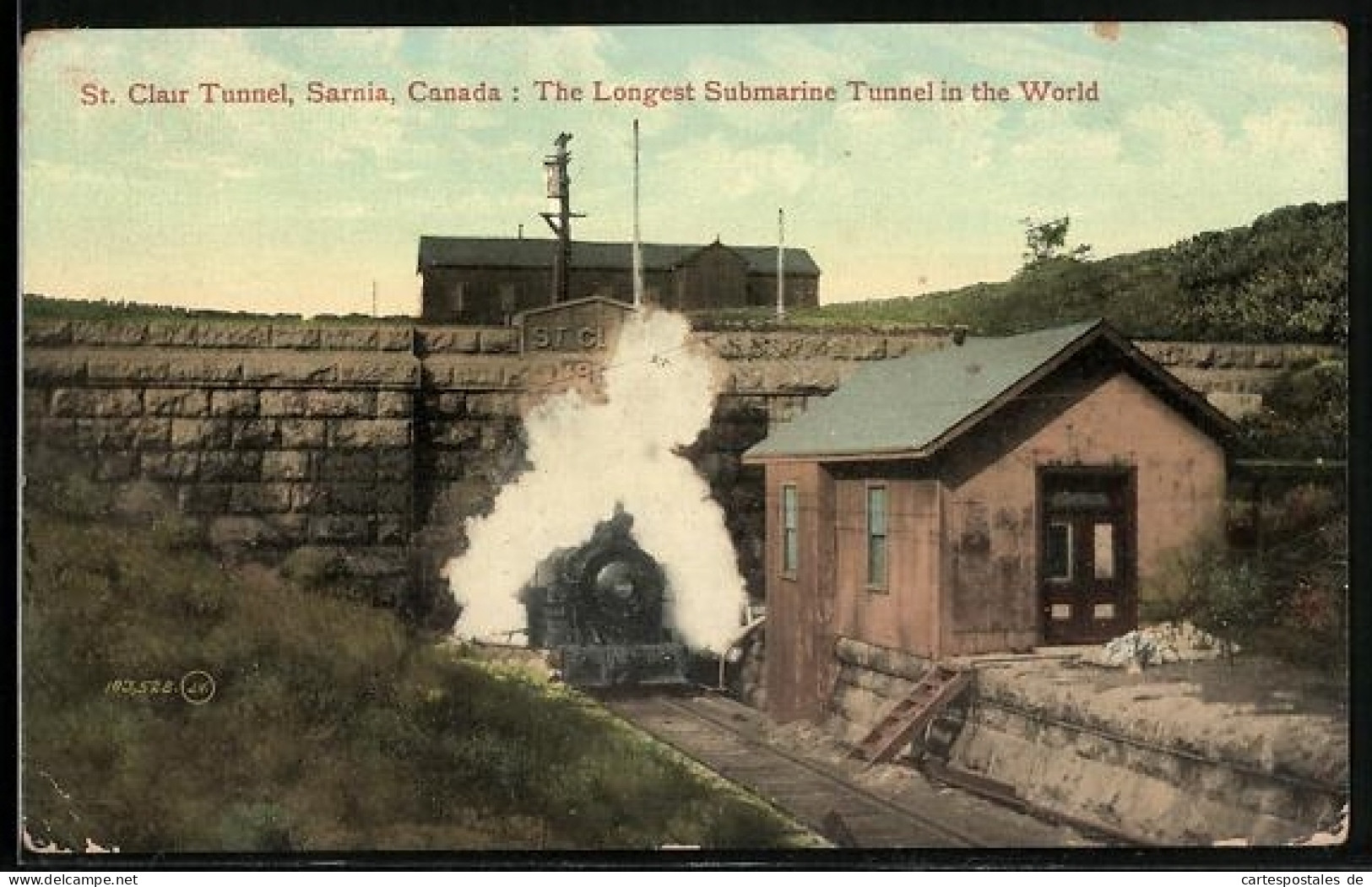 AK Sarnia, St. Clair Tunnel with leaving locomotive