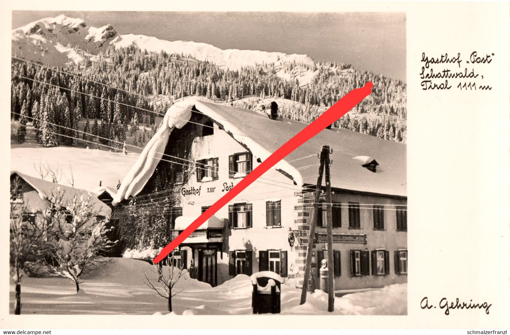 AK Schattwald Gasthof Post Winter a Zöblen Tannheim Grän Haller Weißenbach Lech Jungholz Vils Reutte Bad Hindelang Tirol