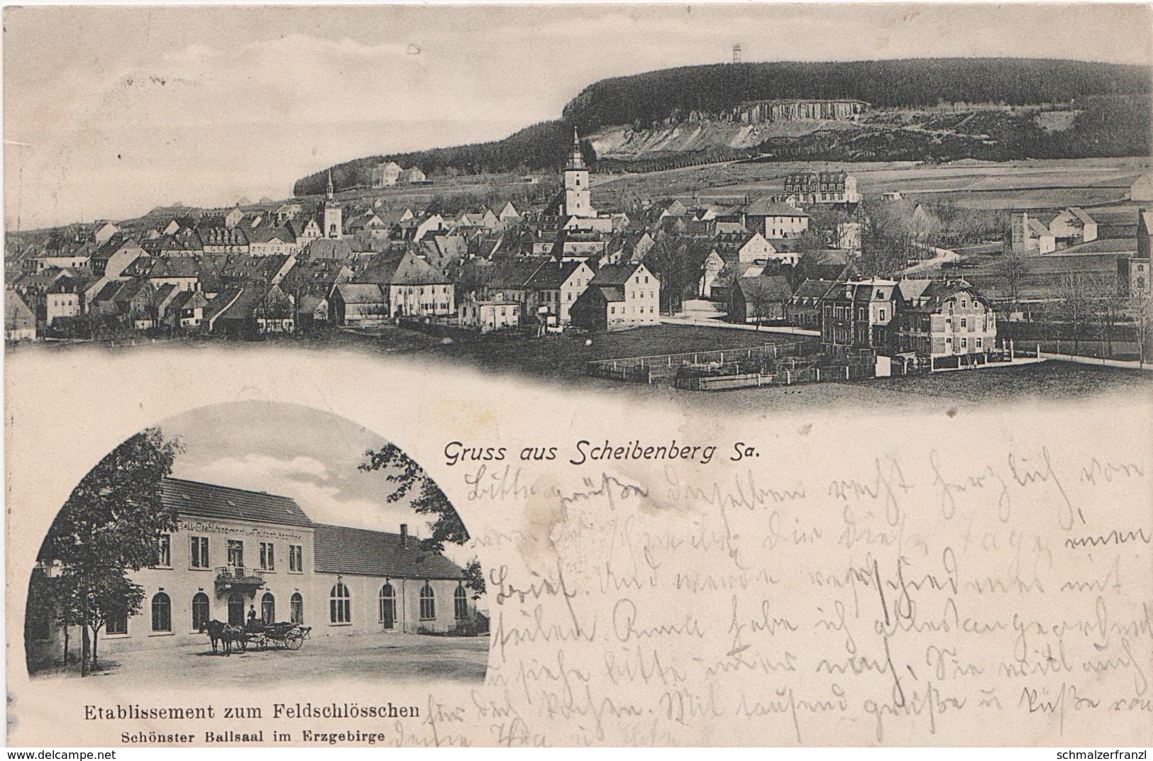 AK Scheibenberg Erzgebirge Gasthof Feldschlösschen a Annaberg Schlettau Elterlein Crottendorf Oberscheibe Markersbach