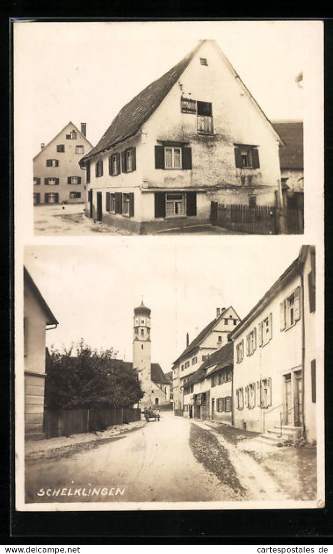 AK Schelklingen, Ortspartie, Strassenpartie mit Kirche