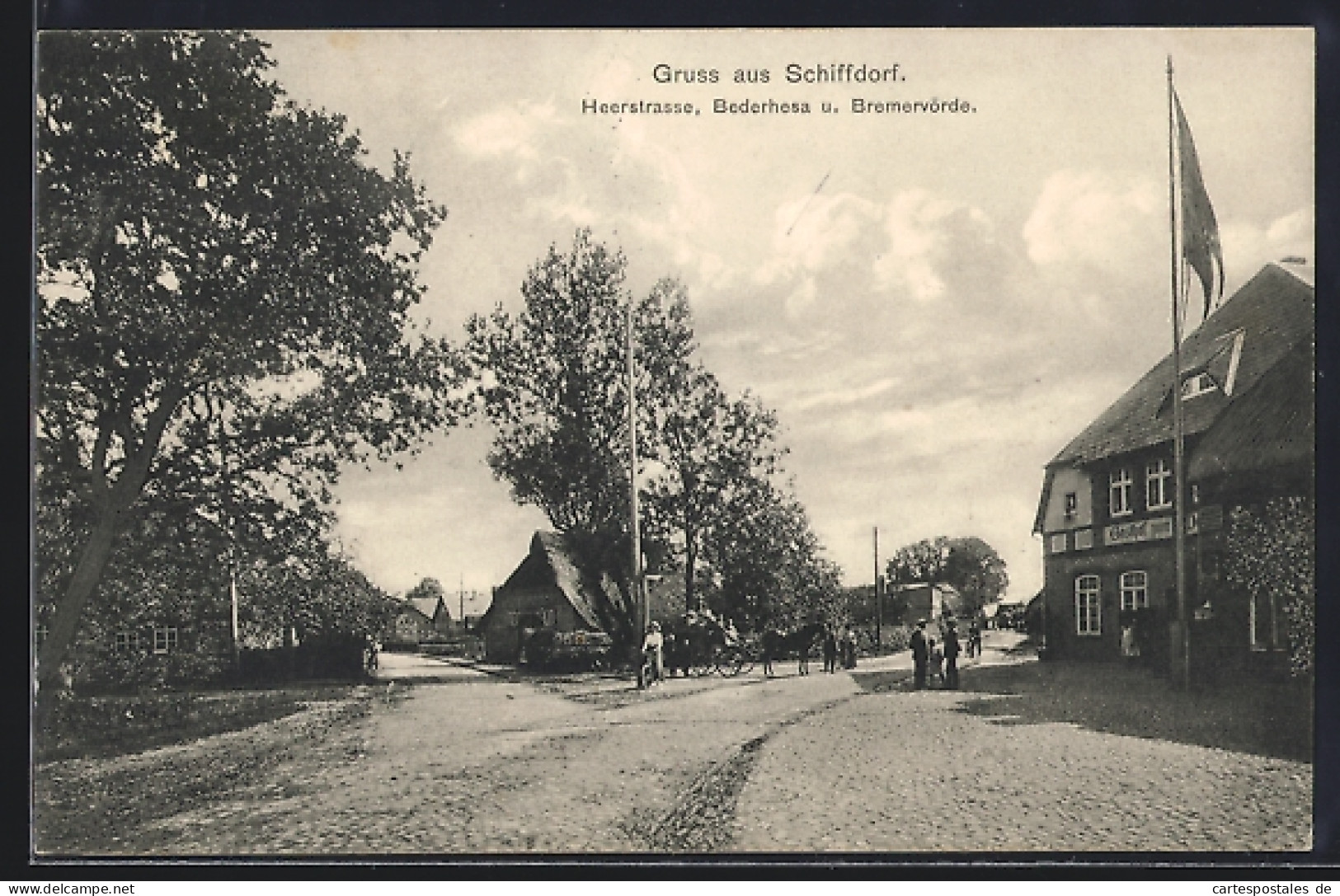 AK Schiffdorf, Gasthof in der Heerstrasse, Bederkesa u. Bremervörde