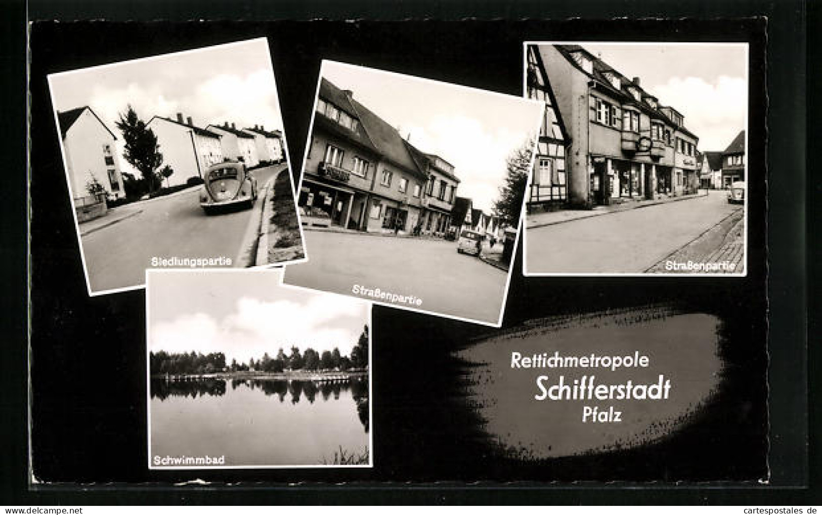 AK Schifferstadt /Pf., Siedlungspartie, Strassenpartien und Schwimmbad