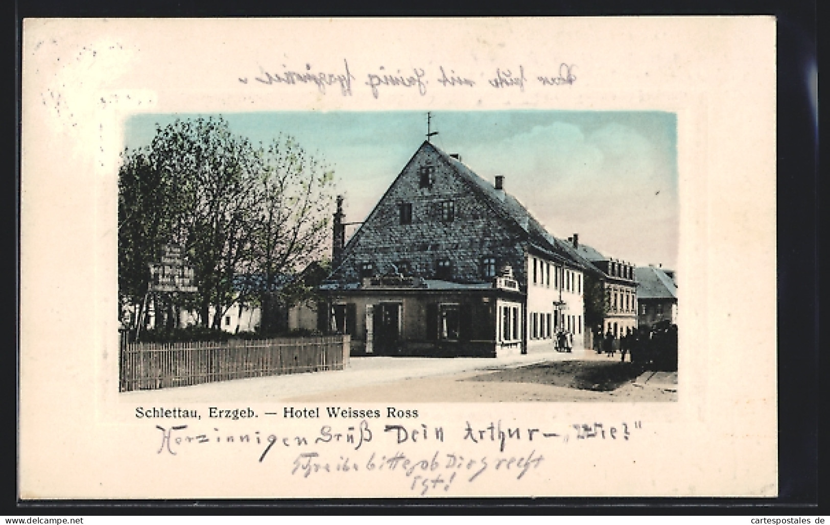 AK Schlettau / Erzgeb., Hotel Weisses Ross