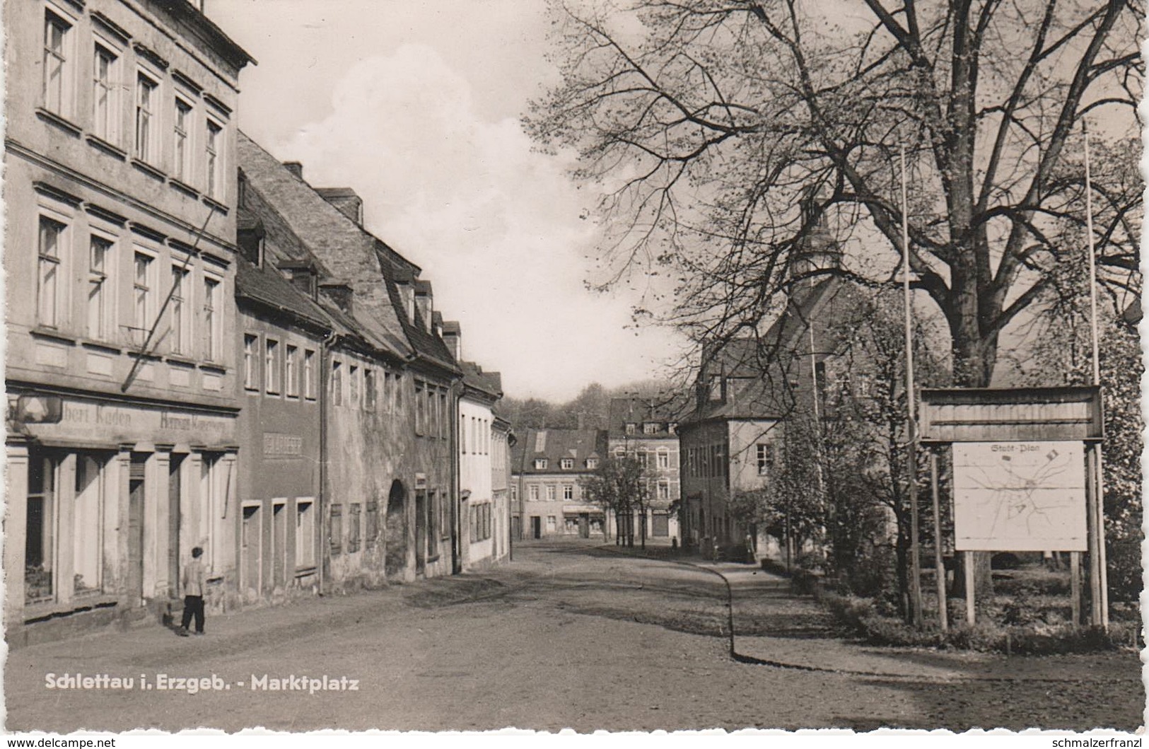 AK Schlettau Marktplatz Markt Rathaus Elterleiner Straße a Walthersdorf Elterlein Annaberg Buchholz Erzgebirge DDR