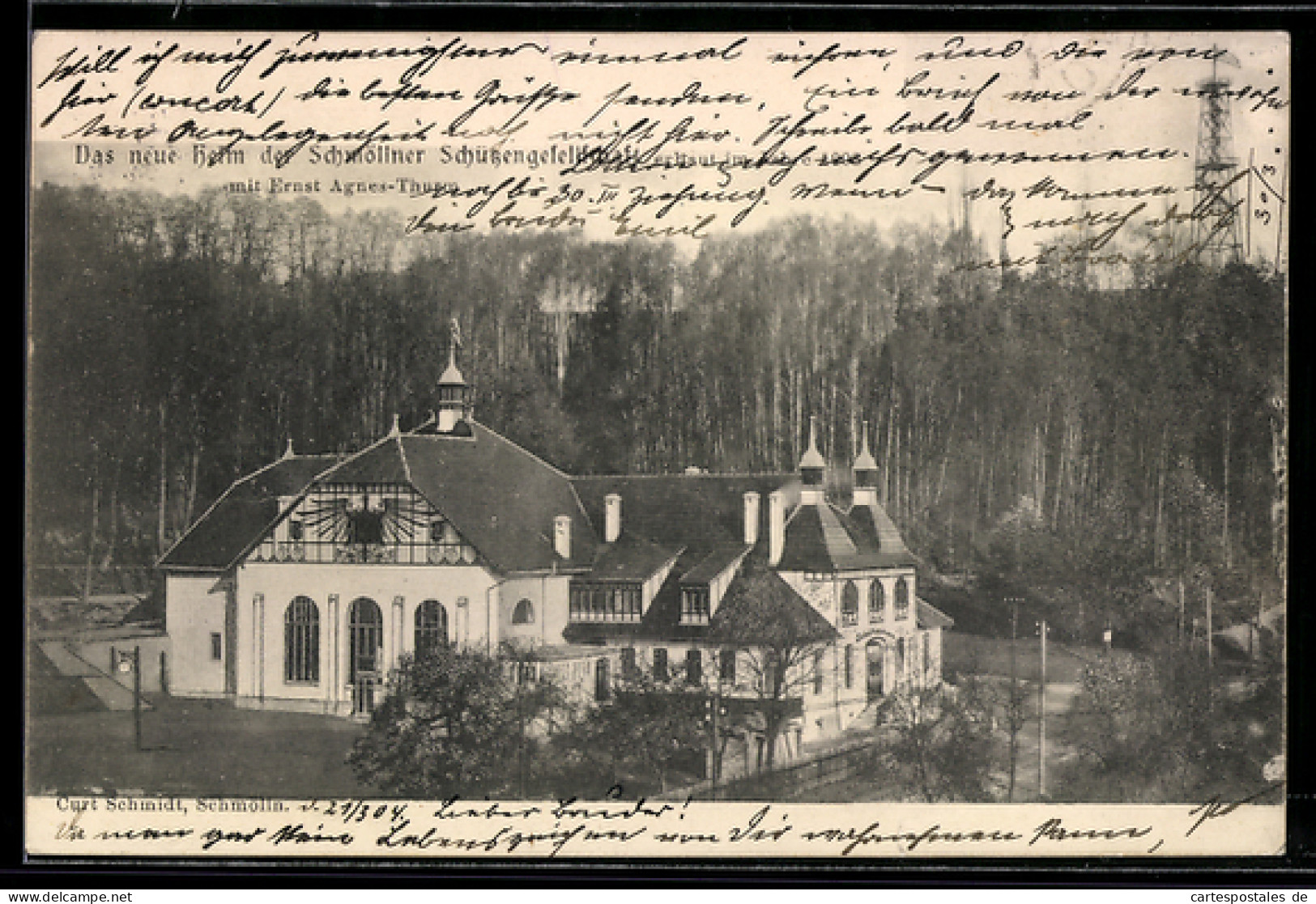 AK Schmölln, Das neue Haus der Schützengesellschaft mit anliegendem Wald