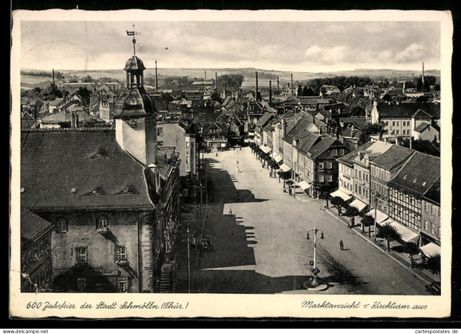 AK Schmölln /Thür., Marktplatzansicht vom Kirchturm aus