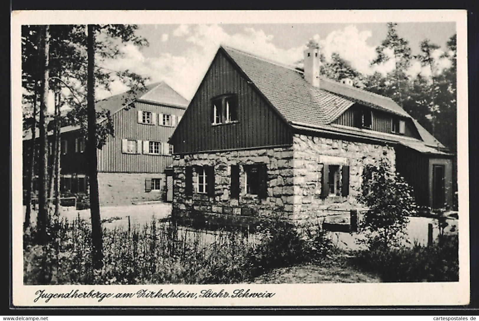 AK Schöna / Sächs. Schweiz, Grenzland-Jugendherberge am Zirkelstein