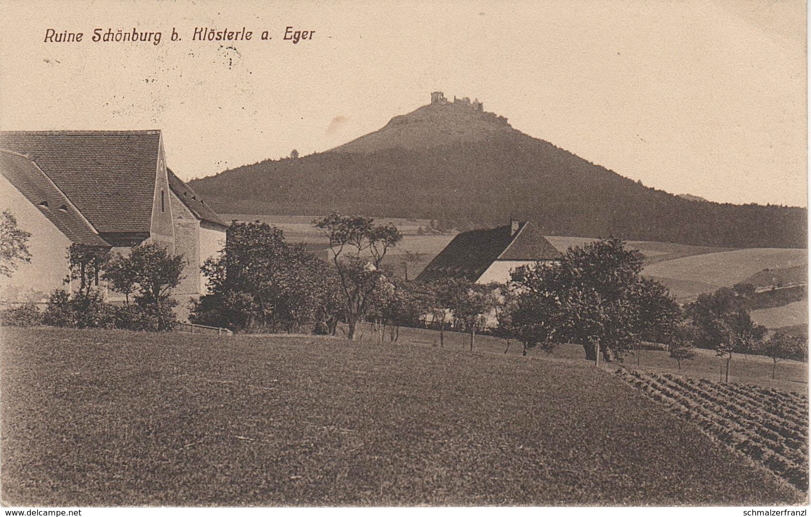 AK Schönburg Sumburk a Klösterle Eger Klasterec Pürstein Perstejn Tschirnitz Woslowitz Okenau Aubach Ketwa Mühlendorf