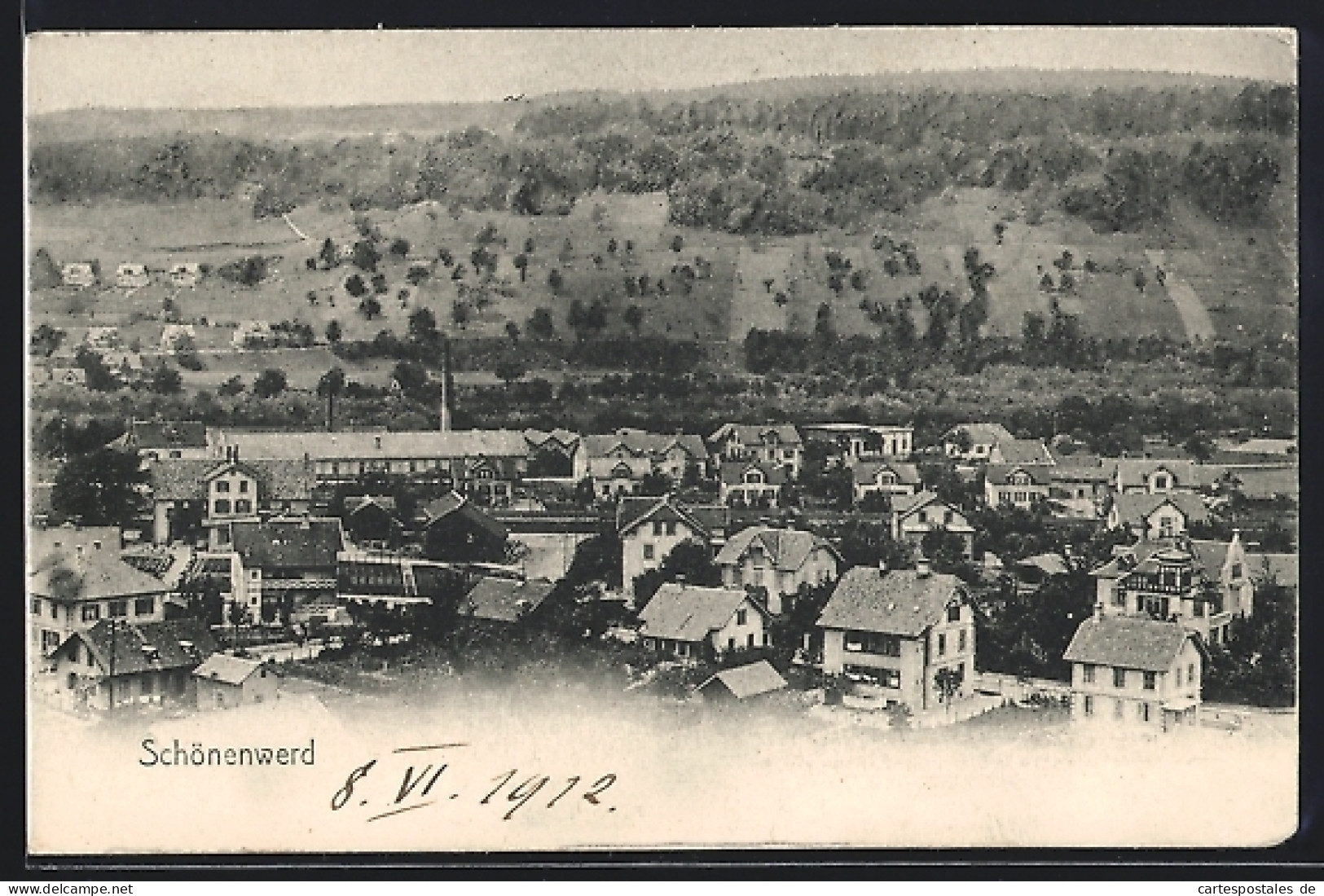 AK Schönenwerd, Ortsansicht mit Hügelpanorama