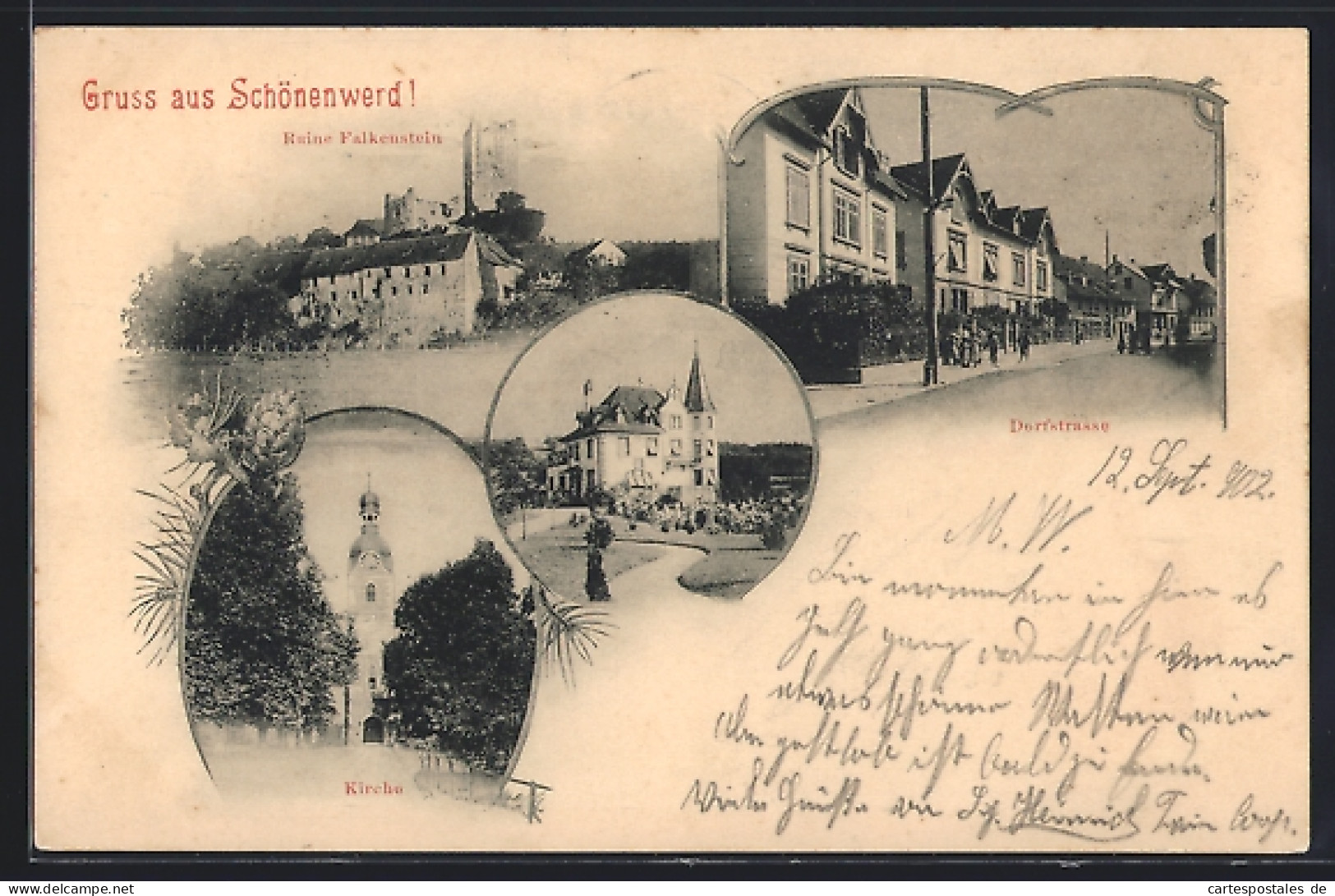 AK Schönenwerd, Ortspartie mit Wohnhäusern, Ruine Falkenstein, Blick zur Kirche