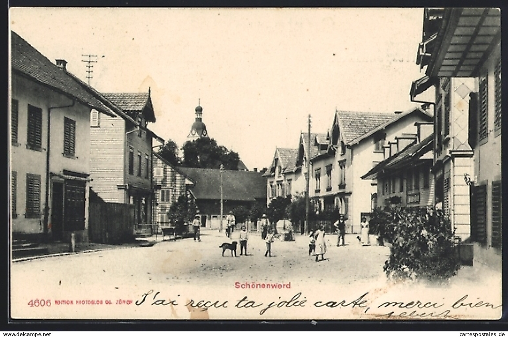 AK Schönenwerd, Strassenpartie mit Gasthaus Widmer-Roth und Blick auf die Kirche