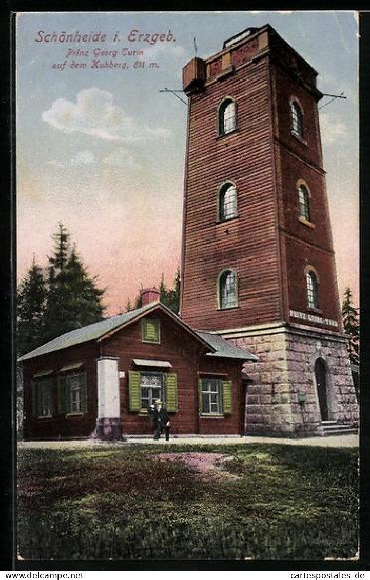 AK Schönheide i. Erzgeb., Prinz Georg Turm auf dem Kuhberg