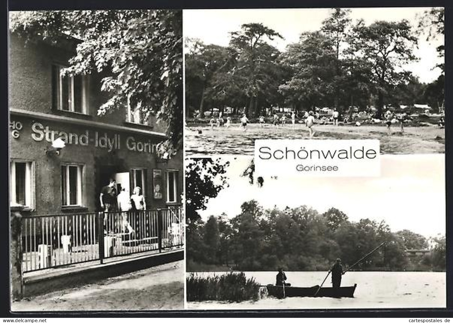 AK Schönwalde / Wandlitz, Gorinsee mit Strand-Idyll und Anglern