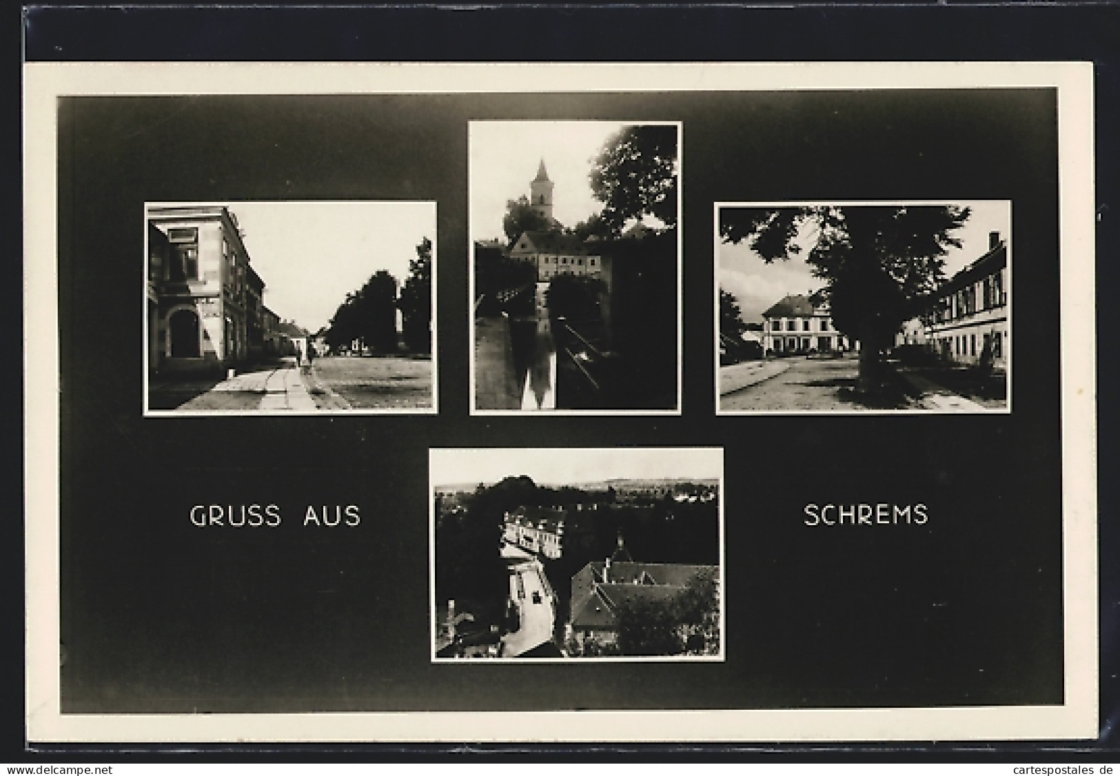 AK Schrems /N.-Oe., Strassenpartie, Blick über die Dächer