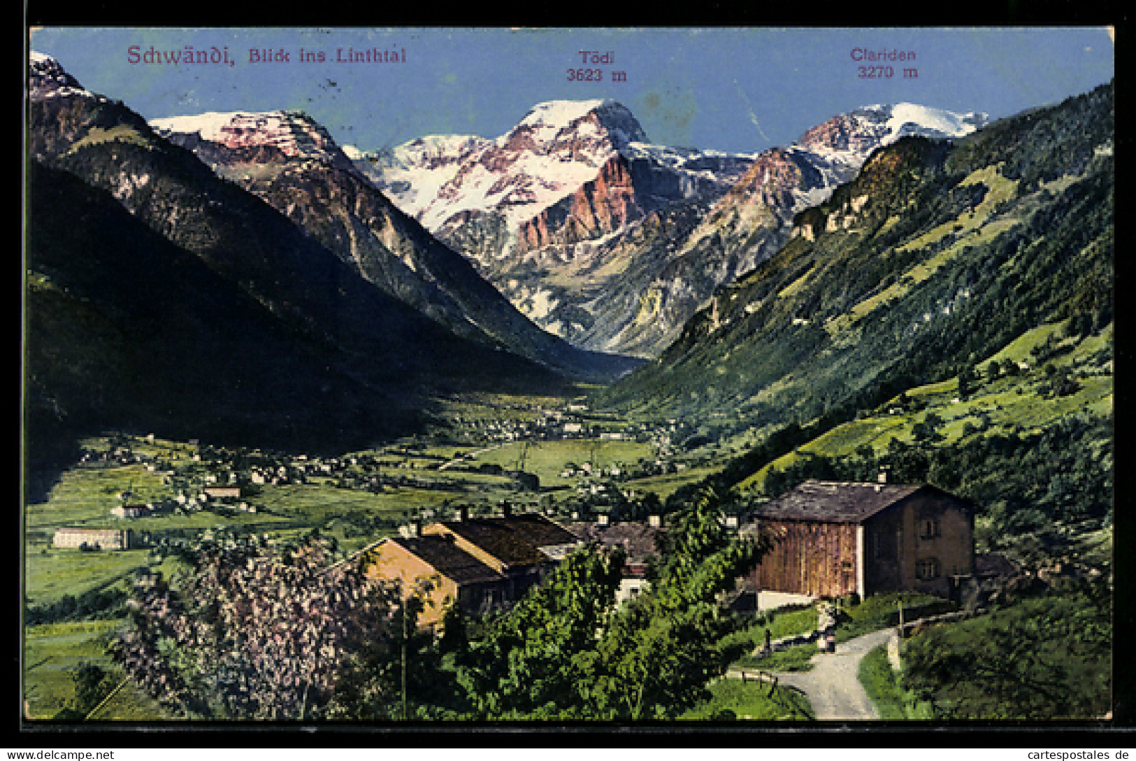 AK Schwändi, Blick ins Linthtal mit Tödi und Clariden