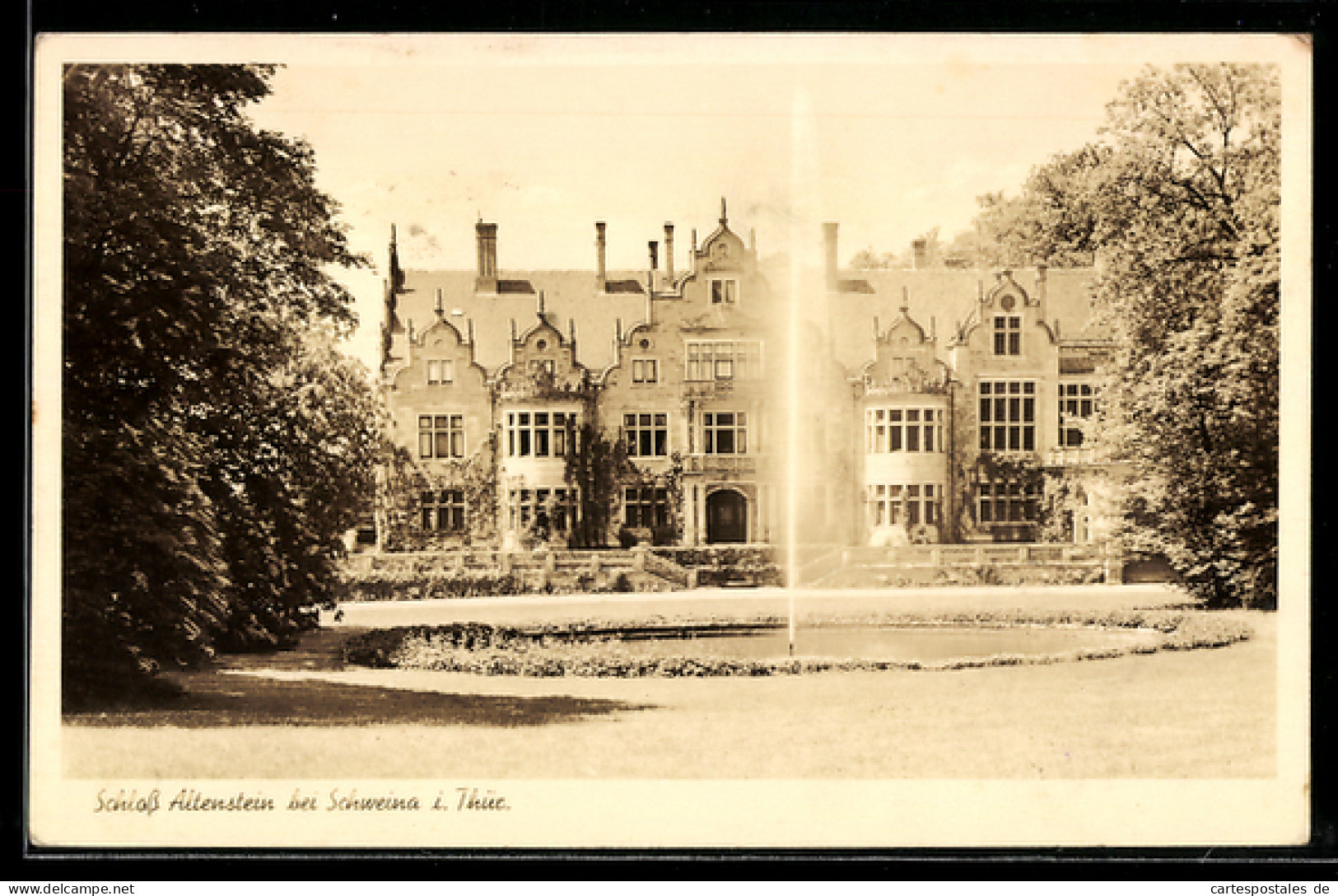 AK Schweina i. Thür., Schloss Altenstein mit Brunnen